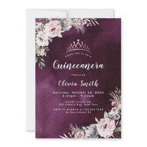 Plum purple & dusty pink boho floral Quinceanera