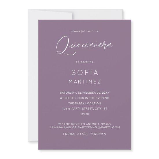 Plum Purple MOD Calligraphy Quinceanera