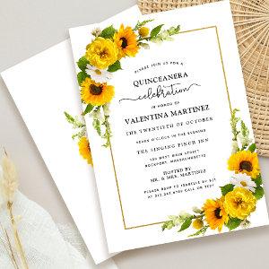 Popular Yellow Sunflower Floral Quinceanera