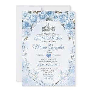 Powder Blue Quinceañera Crown Butterfly 15 Anos
