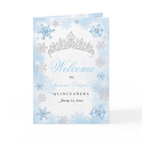Powder Blue Winter Wonderland Quinceanera Program