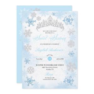 Powder Blue Winter Wonderland Snowflake Sweet 16