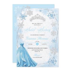 Powder Blue Winter Wonderland Snowflake Sweet 16