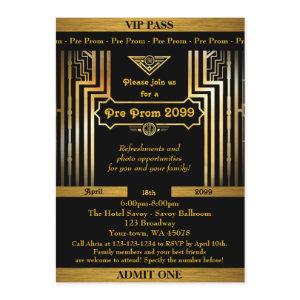 Pre Prom ,Gatsby style,ticket,black gold