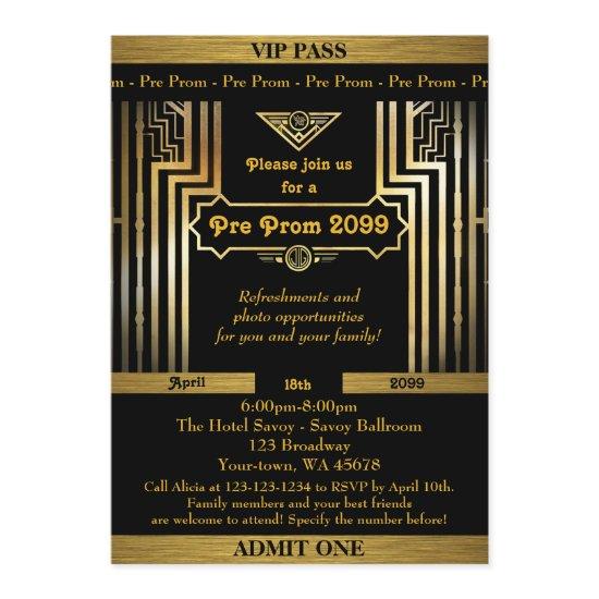 Pre Prom ,Gatsby style,ticket,black gold