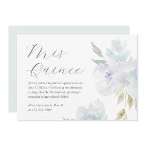 Pretty Blue Floral 15 Years Birthday Quinceañera