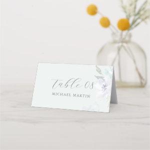 Pretty Blue Purple Floral Quinceanera Calligraphy Place Card
