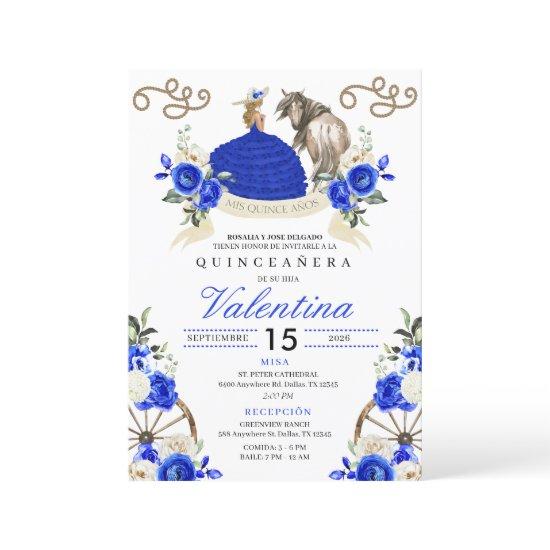 Pretty Blue Roses Cowgirl Western Quinceañera