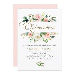 Pretty Blush Peony Floral Frame Quinceañera