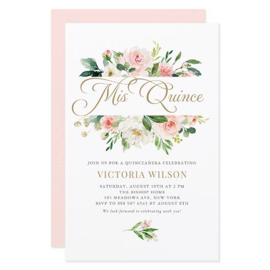 Pretty Blush Peony Mis Quince Quinceañera Invite