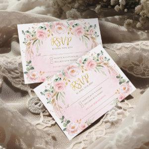 Pretty Blush Pink Floral Garden RSVP Enclosure Card
