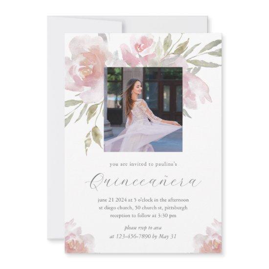 Pretty Floral 15 Years Birthday Quinceañera Photo