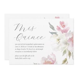 Pretty Floral 15th Birthday Quinceañera QR Code