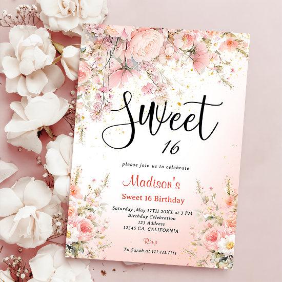 Pretty Garden Wildflowers Watercolor Sweet  16