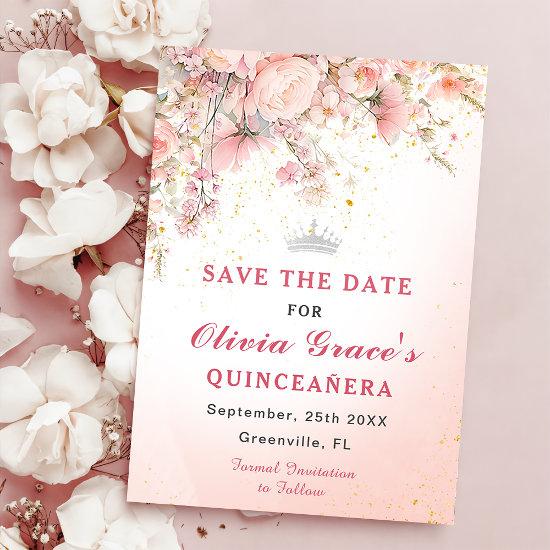 Pretty Garden Wildflowers Watercolor Sweet 16  Save The Date
