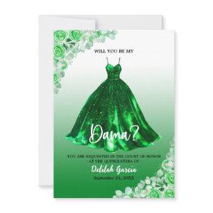Pretty Green Quinceañera Dama Proposal