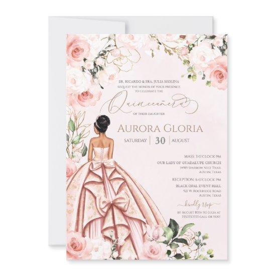 Pretty in Pink Beautiful Gown Roses Quinceanera