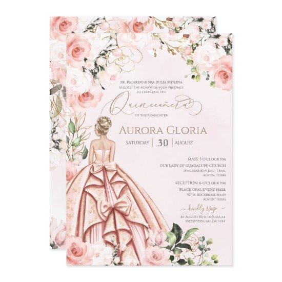 Pretty in Pink Beautiful Rose Elegant Quinceanera