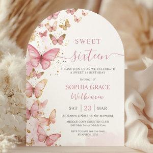 Pretty Pink Butterflies Sweet 16 Birthday Arch