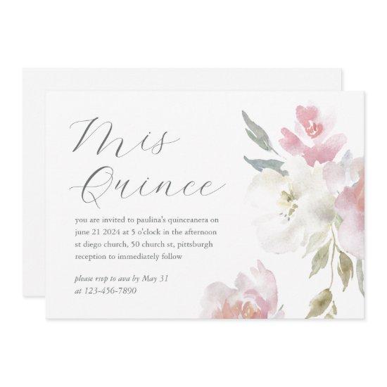Pretty Pink Floral 15 Years Birthday Quinceañera