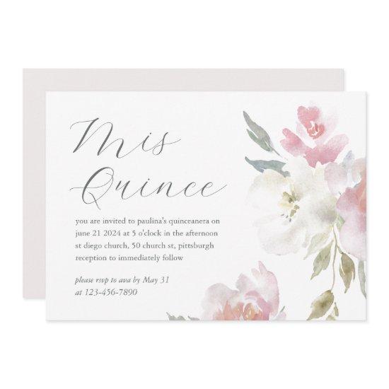 Pretty Pink Floral 15 Years Birthday Quinceañera