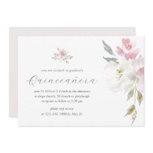 Pretty Pink Floral 15 Years Birthday Quinceañera