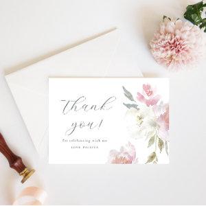 Pretty Pink Floral Birthday Quinceañera Thank You