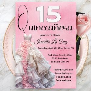 Pretty Pink Floral Gown Quinceanera 15th Birthday