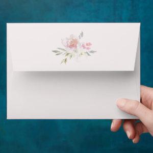 Pretty Pink Floral Return Address Quinceanera Envelope