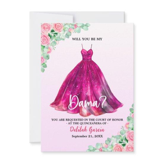 Pretty Pink Formal Quinceañera Dama Proposal