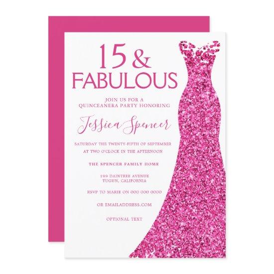 Pretty Pink Glitter Dress Quinceanera Party