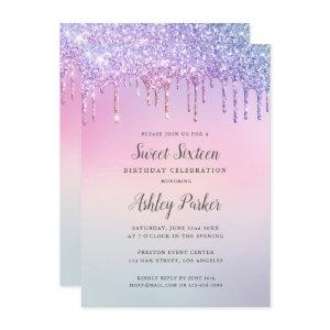 Pretty Pink Glitter Gradient Sweet 16 Birthday