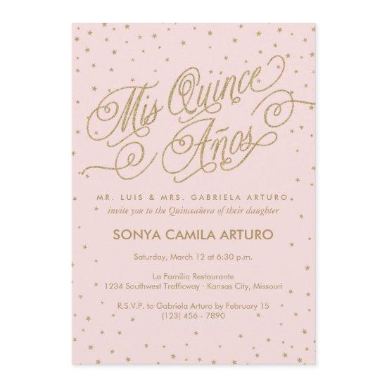 Pretty Pink & Gold Stars Quinceañera 15th Birthday