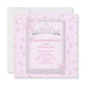 Pretty Pink Quinceanera Party Tiara Butterflies