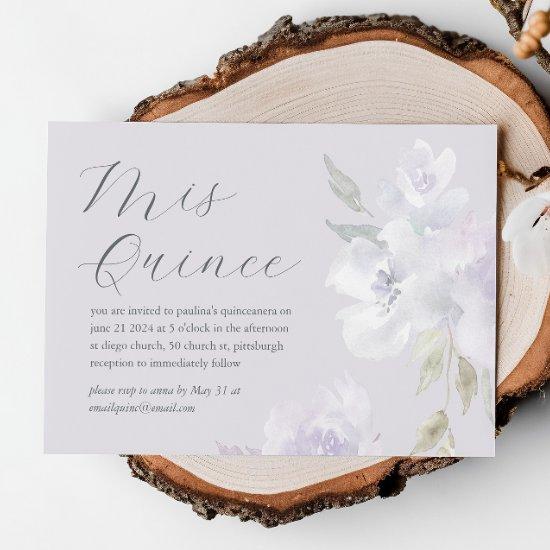 Pretty Plum Floral 15 Years Birthday Quinceañera