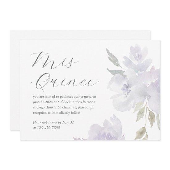 Pretty Plum Floral 15 Years Birthday Quinceañera