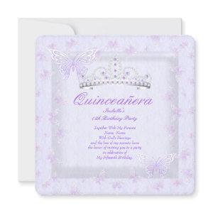 Pretty Purple Quinceanera Party Tiara Butterflies