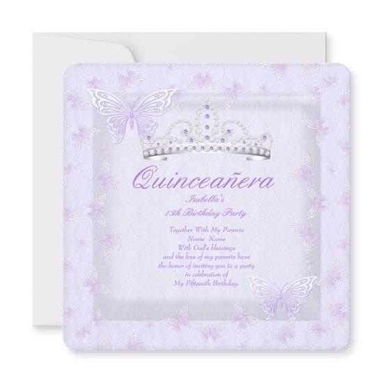 Pretty Purple Quinceanera Party Tiara Butterflies