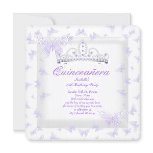 Pretty Purple Quinceanera Party Tiara Butterfly