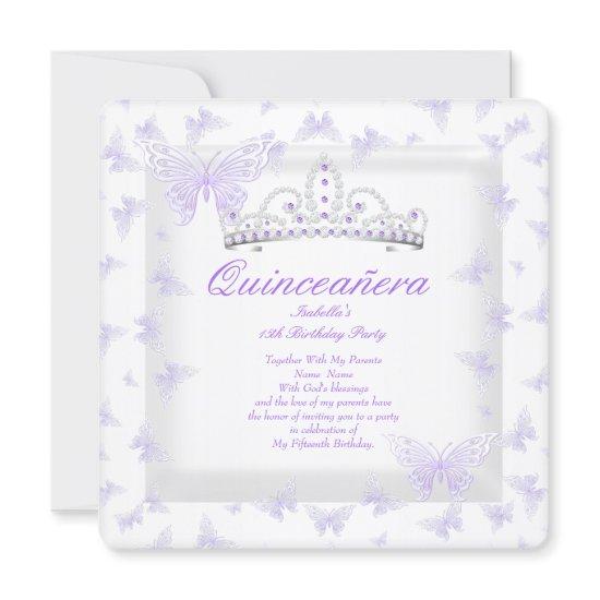 Pretty Purple Quinceanera Party Tiara Butterfly