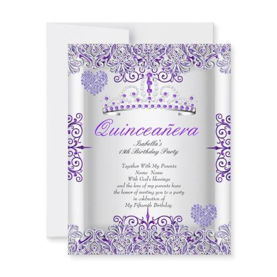 Pretty Purple Quinceanera Party Tiara Hearts