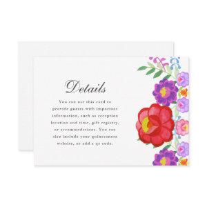 Pretty Red Fiesta Floral Quinceanera Details RSVP Card