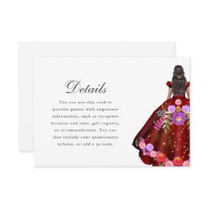 Pretty Red Fiesta Floral Quinceanera Details RSVP Card