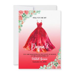 Pretty Red Quinceañera Dama Proposal