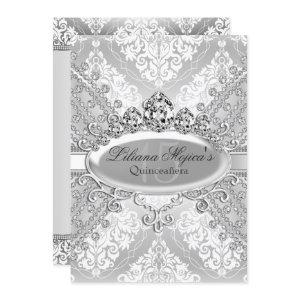 Pretty Silver Damask Tiara Quinceanera