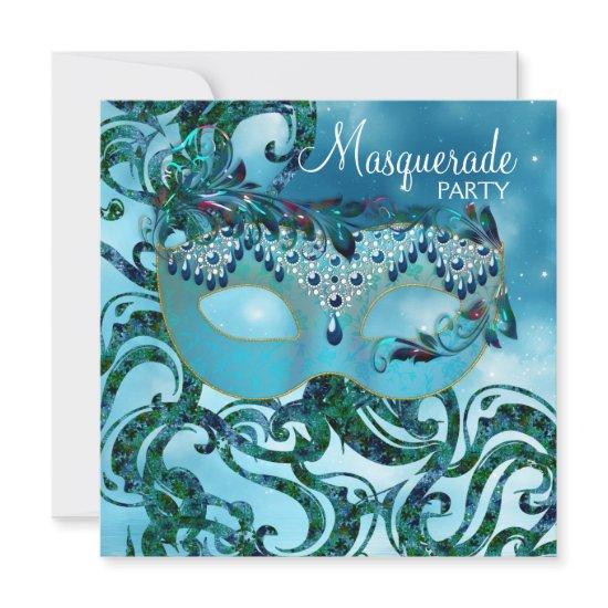 Pretty Teal Blue Masquerade Party
