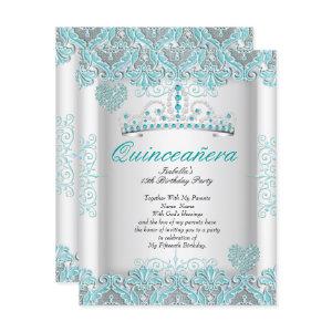 Pretty Teal Blue Quinceanera Party Tiara Hearts