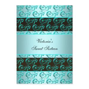 Pretty Teal Blue Swirls Sweet Sixteen