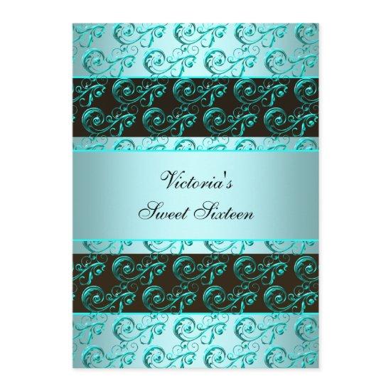 Pretty Teal Blue Swirls Sweet Sixteen
