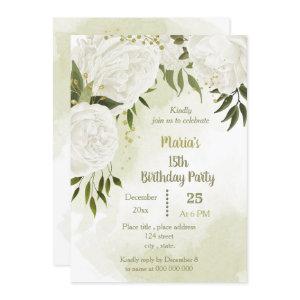 pretty white flowers greenery birthday party